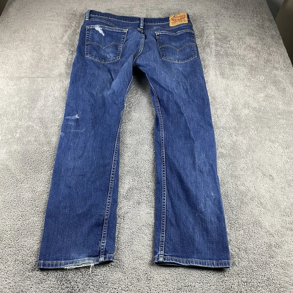 Levis 513 Slim Straight‎ Jeans Mens 36x30 Blue Medium Wash Mid Rise Denim